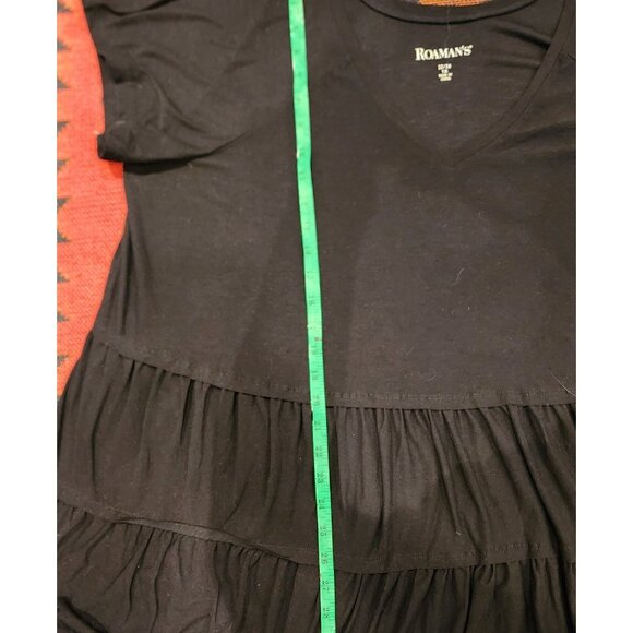 NEW Women's Black Tiered Ruffle Tunic Top 1X By Roaman's - Picture 11 of 15